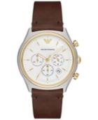 Emporio Armani Men's Chronograph Brown Leather Strap Watch 43mm Ar11033