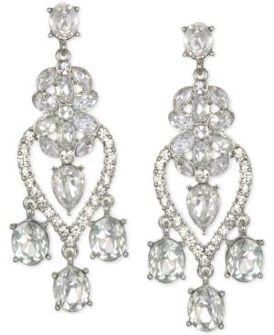 Jewel Badgley Mischka Silver-tone Crystal Chandelier Earrings