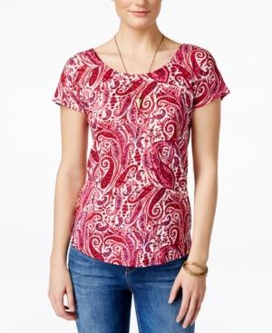 Lucky Brand Paisley-print V-back Crisscross T-shirt