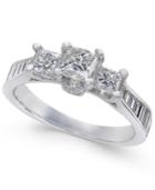 Diamond Princess Three-stone Engagement Ring (1-1/2 Ct. T.w.) In 14k White Gold