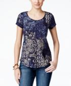 Lucky Brand Jeans Floral Patchwork Printed T-shirt