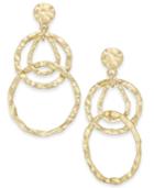 I.n.c. Gold-tone Hammered Circles Drop Earrings, Created For Macy's