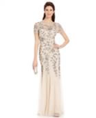 Adrianna Papell Embellished Floral-print Gown