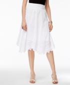 Style & Co Cotton Embroidered Handkerchief-hem Skirt, Only At Macy's