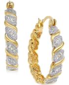 Victoria Townsend Diamond Accent Marquise Hoop Earrings In 18k Gold Over Sterling Silver