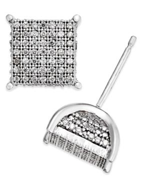 Men's Diamond Square Cluster Stud Earrings (1/2 Ct. T.w.) In Sterling Silver