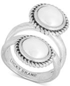 Lucky Brand Silver-tone Imitation Pearl Double-row Ring