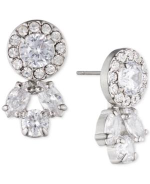 Carolee Silver-tone Crystal Front-back Earrings
