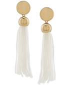 Trina Turk Gold-tone White Tassel Drop Earrings