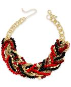 Thalia Sodi Gold-tone Red And Jet Chain-link Statement Necklace, Only At Macy's