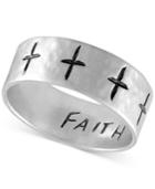 Rachel Rachel Roy Silver-tone Etched Cross Ring