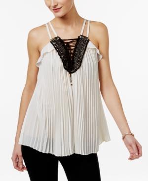 Thalia Sodi Pleated Lace-up Top, Only At Macy's