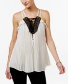 Thalia Sodi Pleated Lace-up Top, Only At Macy's