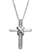 Diamond Necklace, Sterling Silver Diamond Knot Cross Pendant (1/10 Ct. T.w.)