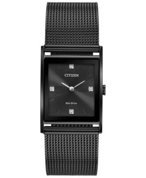 Citizen Eco-drive Unisex Axiom Black Stainless Steel Mesh Bracelet Watch 26mm