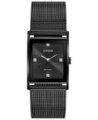 Citizen Eco-drive Unisex Axiom Black Stainless Steel Mesh Bracelet Watch 26mm