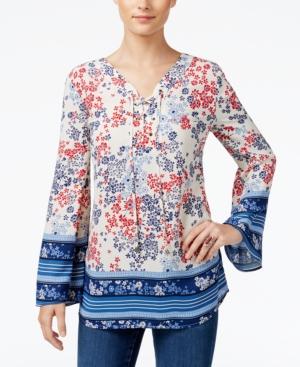 Style & Co Multi-print Peasant Top, Only At Macy's