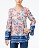 Style & Co Multi-print Peasant Top, Only At Macy's