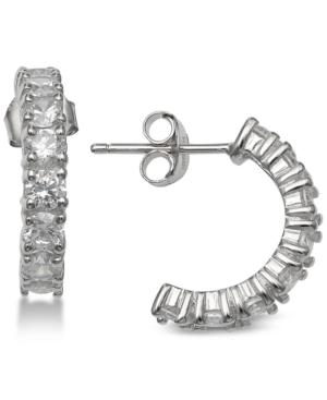 Giani Bernini Cubic Zirconia Half Hoop Earrings In Sterling Silver, Created For Macy's