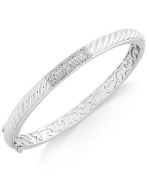 Diamond Pave Bar Twist Bangle Bracelet (1/3 Ct. T.w.) In Sterling Silver