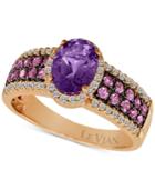 Le Vian Amethyst (1 Ct. T.w.), Pink Sapphire (1/3 Ct. T.w.) And Diamond (1/4 Ct. T.w.) Ring In 14k Rose Gold