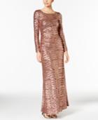 Vince Camuto Sequined Long-sleeve Gown