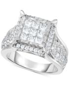 Trumiracle Diamond Square Cluster Ring (2 Ct. T.w.) In 14k White Gold