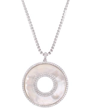 Nina Silver-tone Crystal & Imitation Mother-of-pearl Pendant Necklace, 17 + 3 Extender