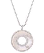 Nina Silver-tone Crystal & Imitation Mother-of-pearl Pendant Necklace, 17 + 3 Extender