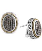 Effy Balissima Brown Diamond Oval Earrings (5/8 Ct. T.w.) In Sterling Silver And 18k Gold