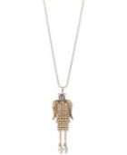 Betsey Johnson Two-tone Pave Mesh Angel Pendant Necklace