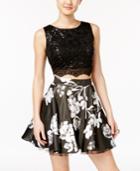 City Studios Juniors' 2-pc. Sequin Lace Floral-print Dress