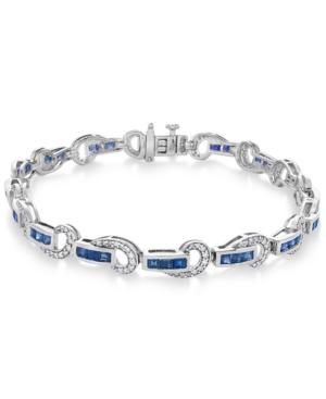 Sapphire (3 Ct. T.w.) And Diamond (5/8 Ct. T.w.) Swirl Link Bracelet In 14k White Gold