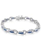 Sapphire (3 Ct. T.w.) And Diamond (5/8 Ct. T.w.) Swirl Link Bracelet In 14k White Gold