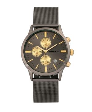 Breed Quartz Holden Silver And Black Chronograph Leather Watches 45mm