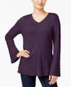 Style & Co Crochet-trim Flounce Top, Created For Macy's