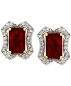 Ruby (1-3/8 Ct. T.w.) & Diamond (1/6 Ct. T.w.) Stud Earrings In 14k Gold