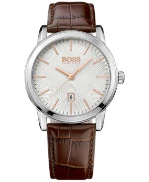 Boss Hugo Boss Men's Classic 1 Brown Leather Strap Watch 40mm 1513399