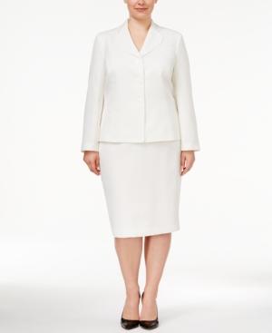 Le Suit Plus Size Club-collar Skirt Suit