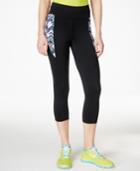 Jessica Simpson The Warm Up Juniors' Printed-panel Cropped Active Leggings, Only At Macy's