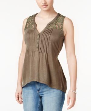 American Rag Crochet-trim High-low Top, Only At Macy's