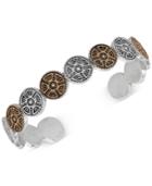 Lucky Brand Two-tone Coin-style Open Cuff Bangle Bracelet
