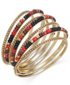 Thalia Sodi Gold-tone Red Beaded Bangle Bracelet