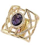 Effy Diamond (5/8 Ct. T.w.) And Amethyst Ring (2-7/8 Ct. T.w.) In 14k Gold