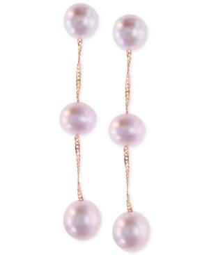 Effy Cultured White Freshwater Pearl Triple Drop Earrings In 14k Rose Gold (5mm)