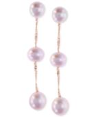 Effy Cultured White Freshwater Pearl Triple Drop Earrings In 14k Rose Gold (5mm)