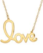 Scripted Love Pendant Necklace In 14k Gold