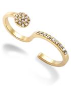 Abs By Allen Schwartz Gold-tone Pave Crystal Double Finger Ring