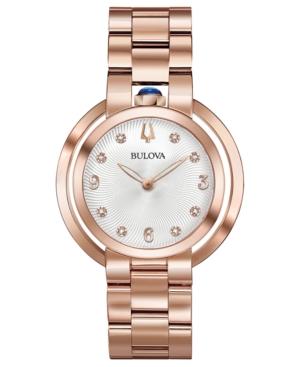 Bulova Women's Rubaiyat Diamond-accent Rose Gold-tone Stainless Steel Bracelet Watch 35mm