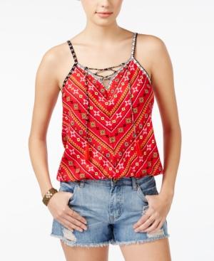 American Rag Printed Lace-up Blouson Cami Top, Only At Macy's
